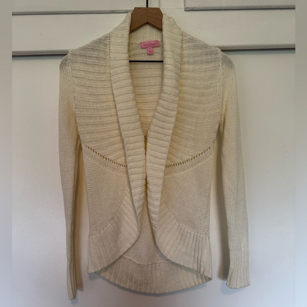 Lilly Pulitzer Cream Cardigan with Shawl Collar XS